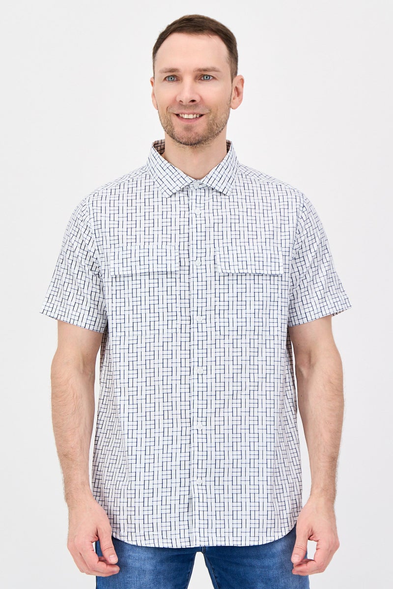 Karl Lagerfeld Men Regular Fit Checkered Short Sleeve Casual Shirt, Multicolor - Image 1